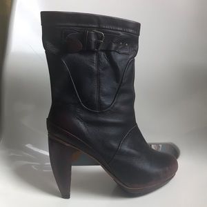 J Shoes Maroon and Black Ankle Boots